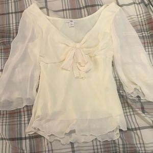 White bow front blouse